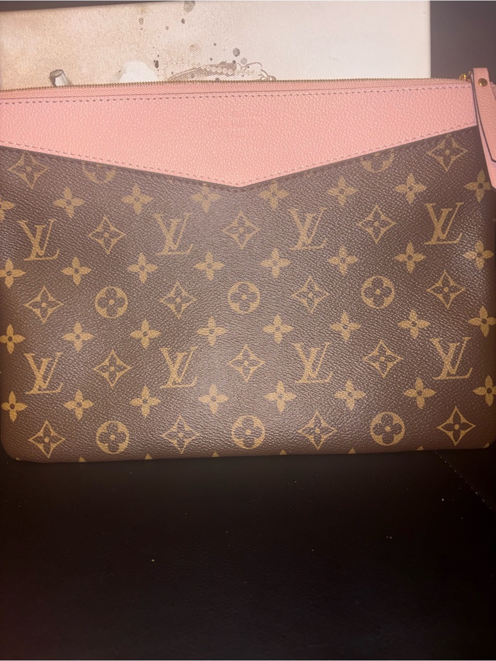 Louis Vuitton Pink & Brown Monogram Pouch